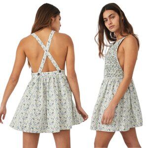 Free People Smocked Petunia Mini Dress in Tea Combo